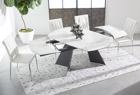 Torque Extension Dining Table in Matte Dark Gray, White Ceramic from Essentials For Living - Luna Furniture
