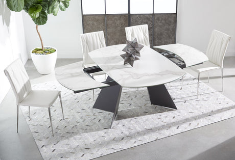 Torque Extension Dining Table in Matte Dark Gray, White Ceramic from Essentials For Living - Luna Furniture