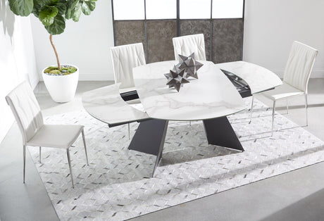 Torque Extension Dining Table in Matte Dark Gray, White Ceramic from Essentials For Living - Luna Furniture