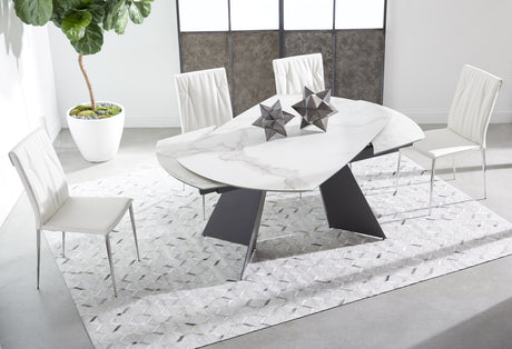 Torque Extension Dining Table in Matte Dark Gray, White Ceramic from Essentials For Living - Luna Furniture