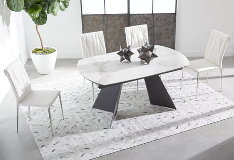 Torque Extension Dining Table in Matte Dark Gray, White Ceramic from Essentials For Living - Luna Furniture