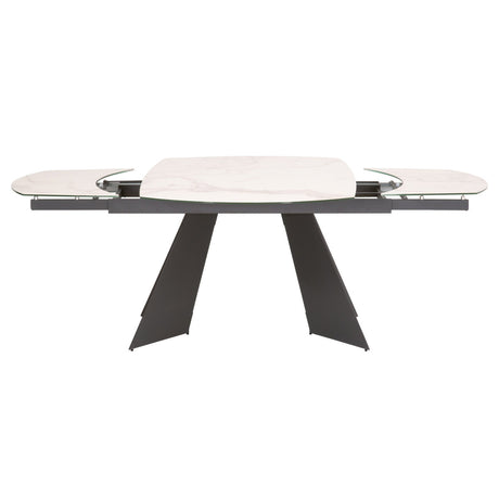 Torque Extension Dining Table in Matte Dark Gray, White Ceramic from Essentials For Living - Luna Furniture