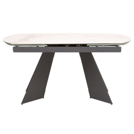Torque Extension Dining Table in Matte Dark Gray, White Ceramic from Essentials For Living - Luna Furniture