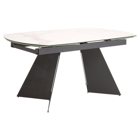 Torque Extension Dining Table in Matte Dark Gray, White Ceramic from Essentials For Living - Luna Furniture