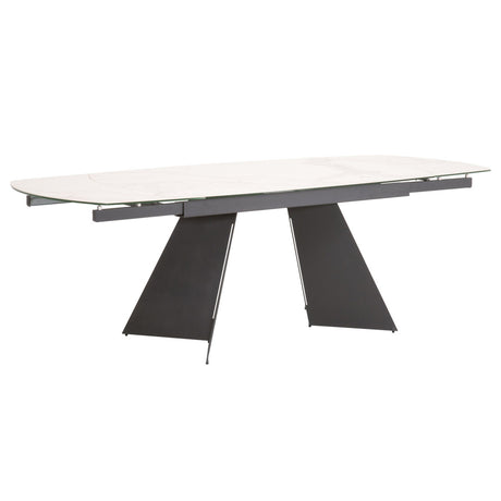 Torque Extension Dining Table in Matte Dark Gray, White Ceramic from Essentials For Living - Luna Furniture