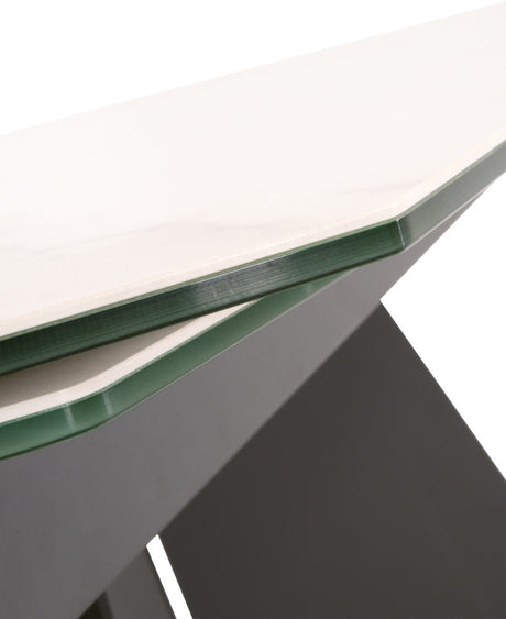 Torque Extension Dining Table in Matte Dark Gray, White Ceramic from Essentials For Living - Luna Furniture