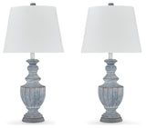 Cylerick 2-Piece Table Lamp Set in Antique Blue from Ashley Furniture - Luna Furniture