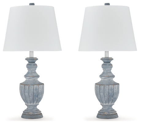 Cylerick 2-Piece Table Lamp Set in Antique Blue from Ashley Furniture - Luna Furniture
