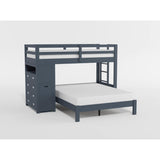 Sloane Navy Blue Twin/Full Loft Bunk Bed with Chest and Hidden Desk from Homelegance - Luna Furniture