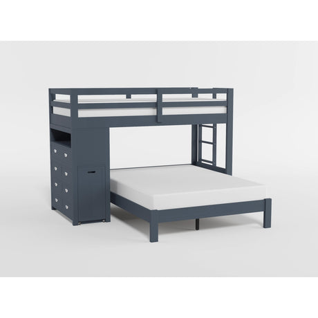 Sloane Navy Blue Twin/Full Loft Bunk Bed with Chest and Hidden Desk from Homelegance - Luna Furniture