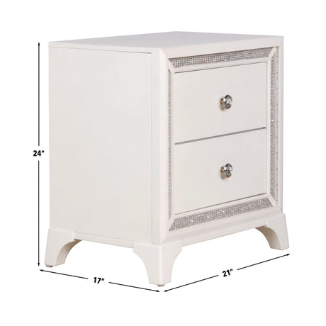 Cassie Illuminating Glam Nightstand, Shimmering Pearl Finish from Steve Silver - Luna Furniture