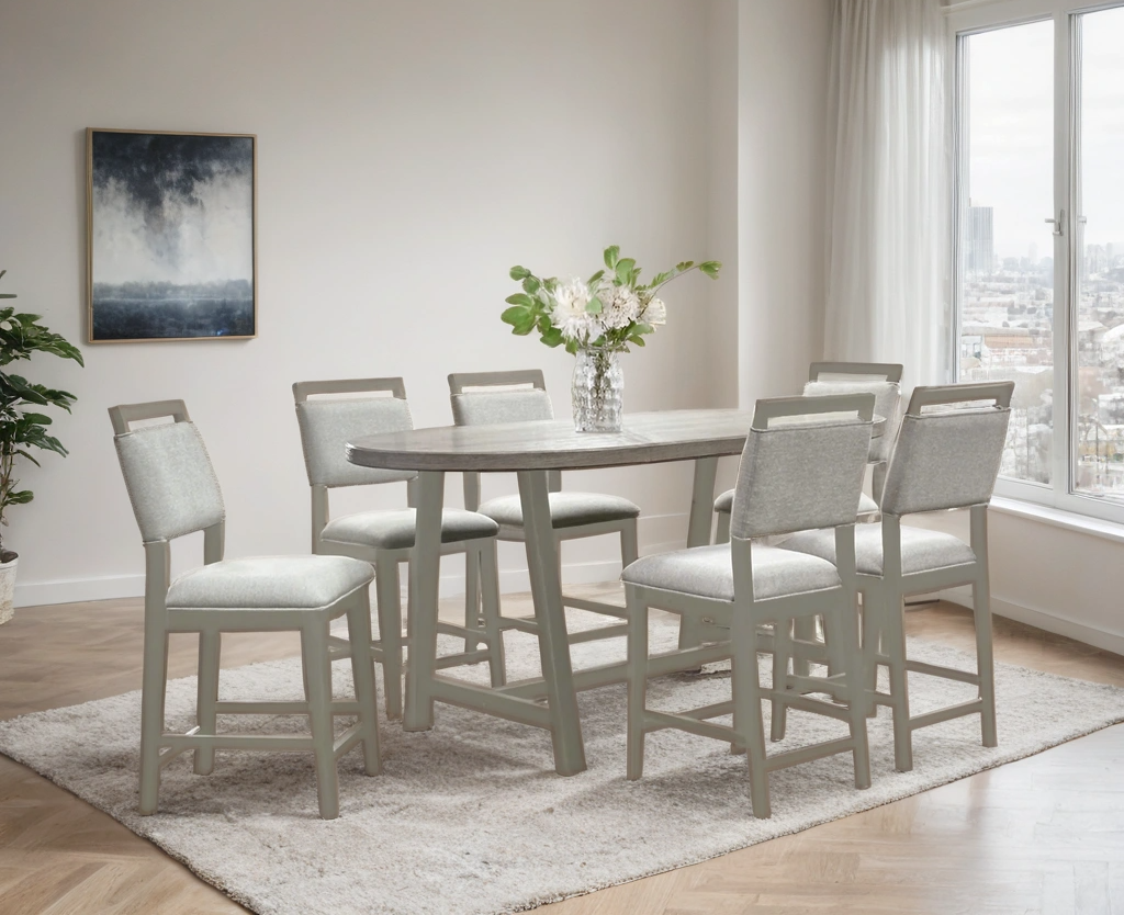 Cirrus Light Gray 7-Piece Counter Height Set from Happy Homes - Luna Furniture