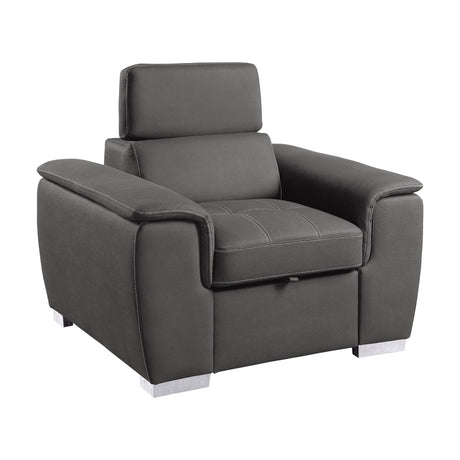 Ferriday Gray Chair with Pull-out Ottoman from Homelegance - Luna Furniture