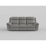 Aram Gray Faux Leather Double Glider Reclining Loveseat with Center Console, Receptacles and USB Ports from Homelegance - Luna Furniture