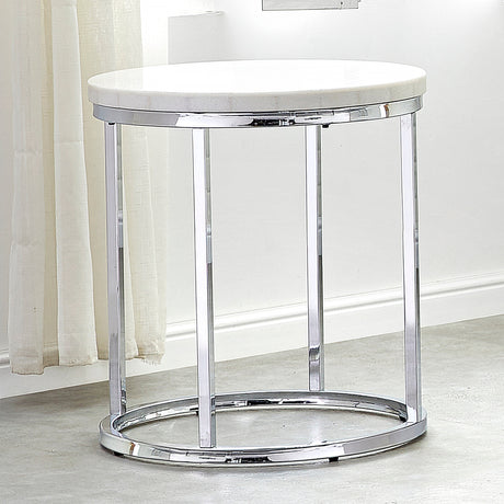 Echo White Marble Top Round End Table from Steve Silver - Luna Furniture