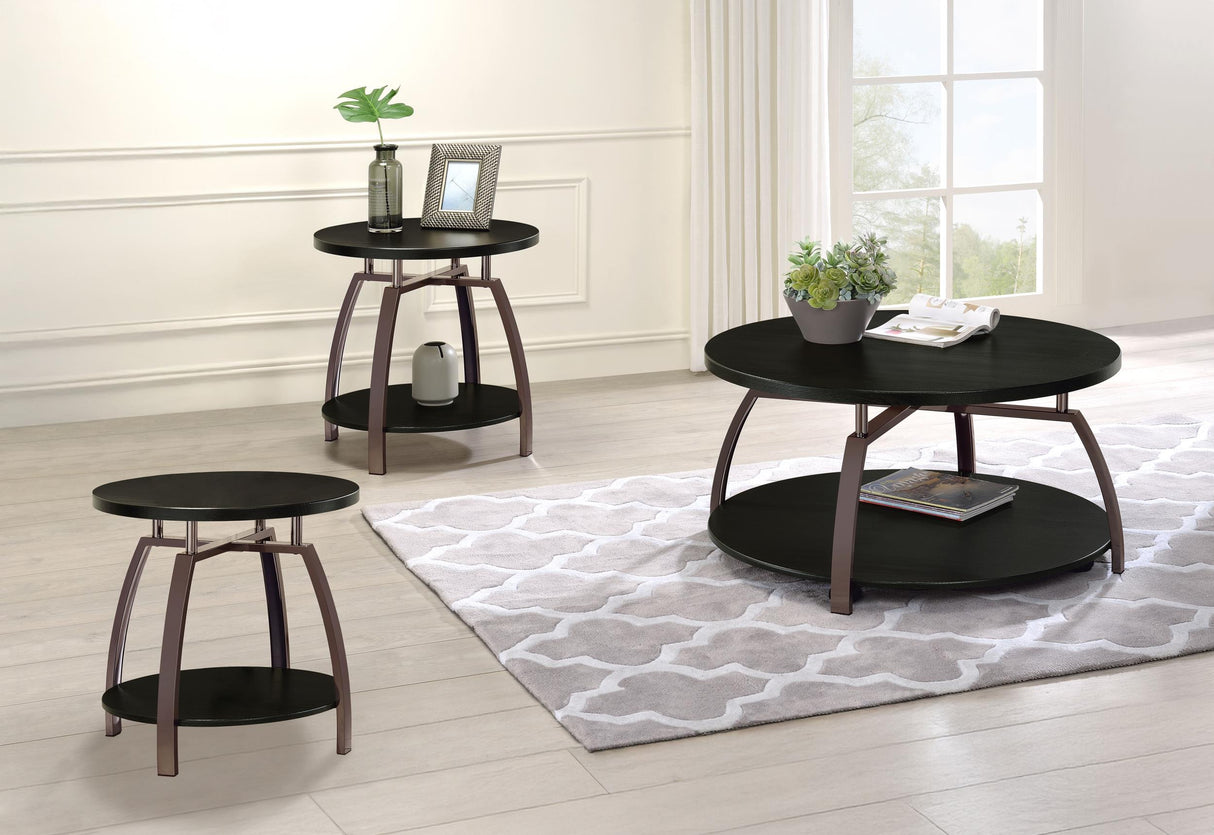 Dacre Dark Charcoal 3-Piece Round Coffee and End Table Set from Coaster - Luna Furniture