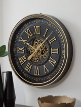 Dairton Black/Gold Finish Wall Clock from Ashley - Luna Furniture