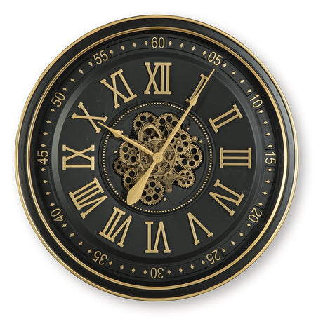 Dairton Black/Gold Finish Wall Clock from Ashley - Luna Furniture