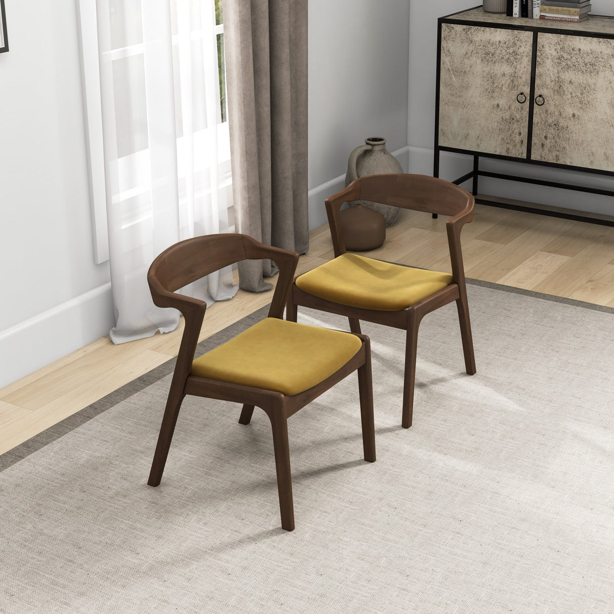 Dakota Dark Yellow Velvet Dining Chair from Midinmod - Luna Furniture