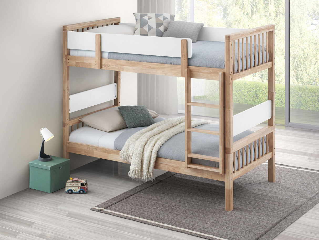 Dakota Natural Wood Twin Over Twin Bunk Bed from Coaster - Luna Furniture