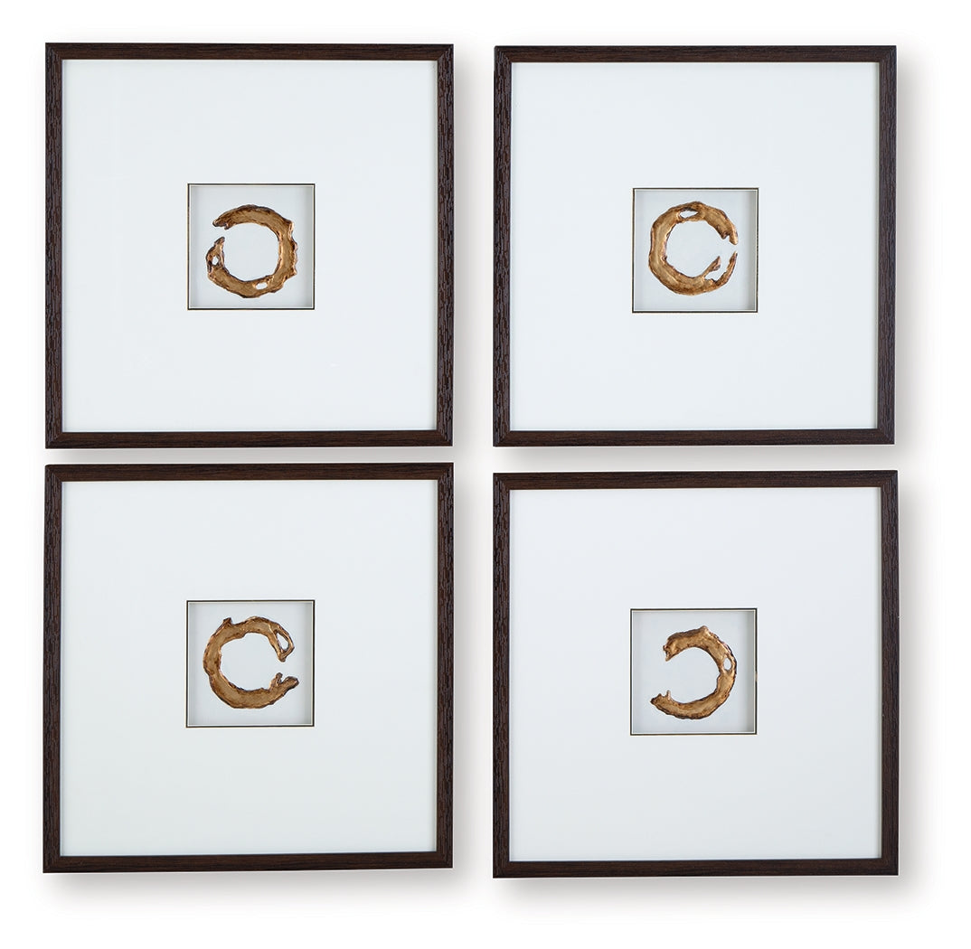 Dallbourne White/Gold Finish Wall Art (Set of 4) from Ashley - Luna Furniture