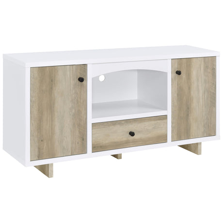 Dalton White and Distressed Pine 2-Door Storage Credenza from Coaster - Luna Furniture