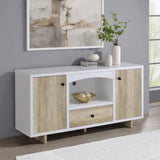 Dalton White and Distressed Pine 2-Door Storage Credenza from Coaster - Luna Furniture
