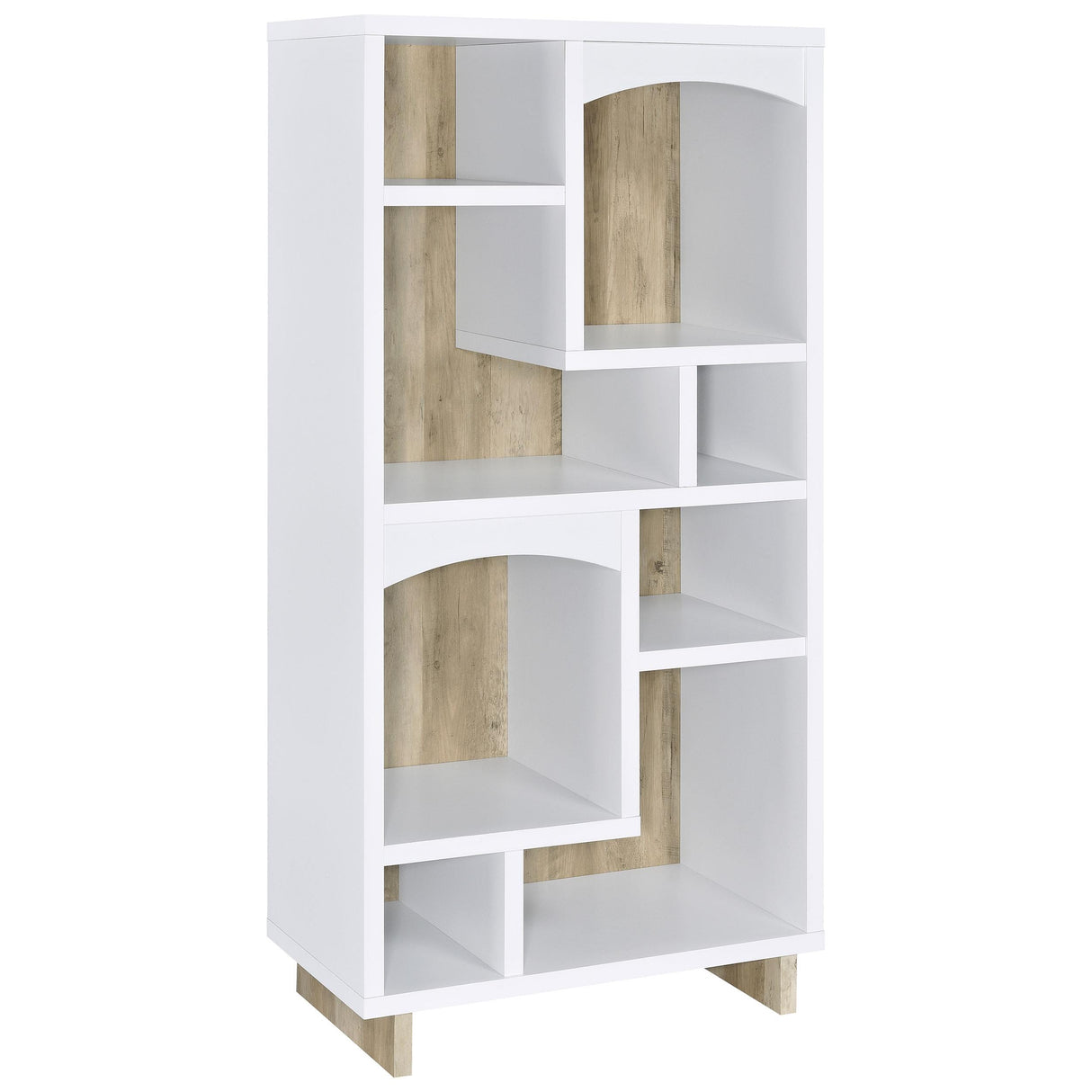 Dalton White and Distressed Pine 65-inch 6-Shelf Bookcase from Coaster - Luna Furniture