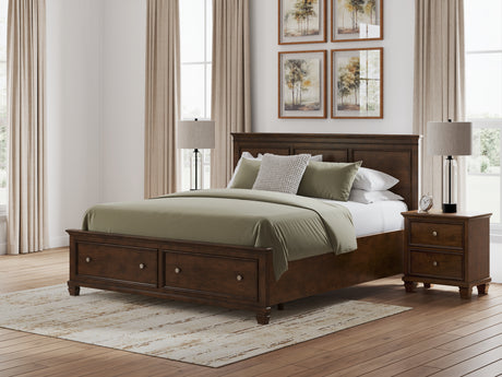 Danabrin California King Panel Storage Bed with Mirrored Dresser and Nightstand in Brown from Ashley - Luna Furniture