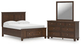 Danabrin Full Panel Storage Bed with Mirrored Dresser in Brown from Ashley Furniture - Luna Furniture