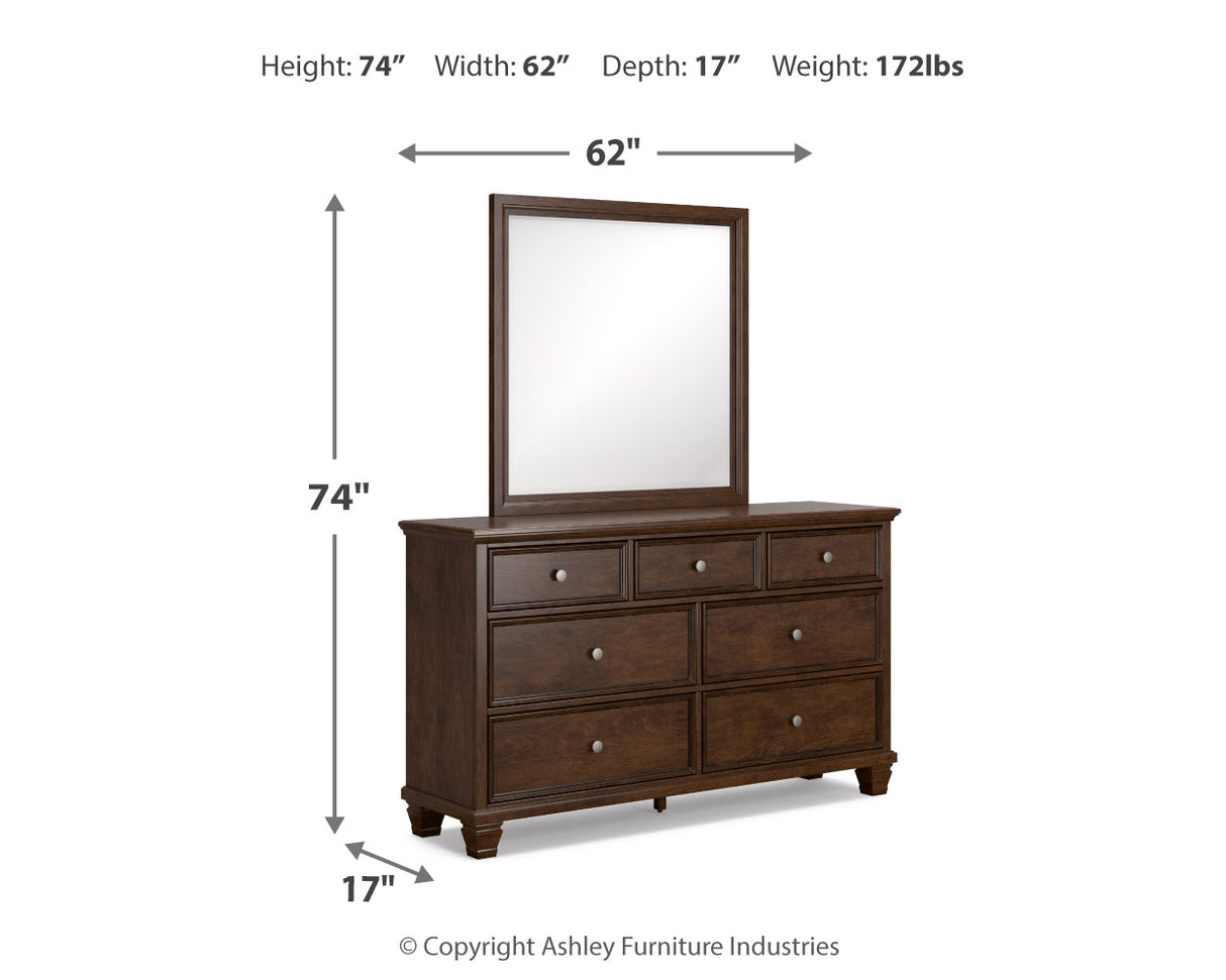 Danabrin King Panel Bed with Mirrored Dresser and Nightstand in Brown from Ashley - Luna Furniture