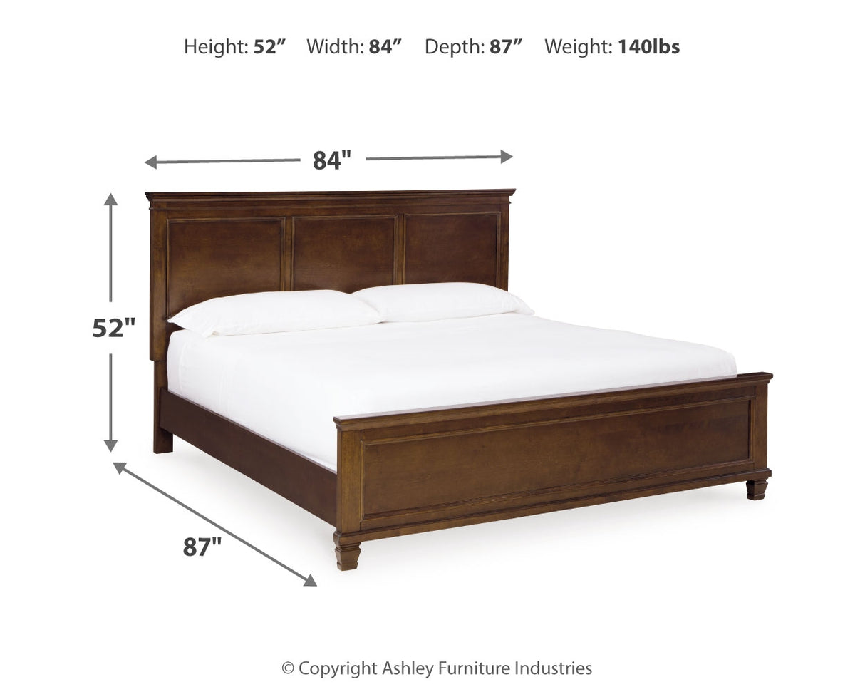 Danabrin King Panel Bed with Mirrored Dresser and Nightstand in Brown from Ashley - Luna Furniture