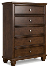 Danabrin King Panel Bed with Mirrored Dresser, Chest and 2 Nightstands in Brown from Ashley - Luna Furniture