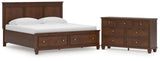 Danabrin King Panel Storage Bed with Dresser in Brown from Ashley Furniture - Luna Furniture
