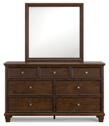 Danabrin King Panel Storage Bed with Mirrored Dresser and Nightstand in Brown from Ashley - Luna Furniture