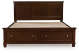Danabrin King Panel Storage Bed with Mirrored Dresser and Nightstand in Brown from Ashley - Luna Furniture