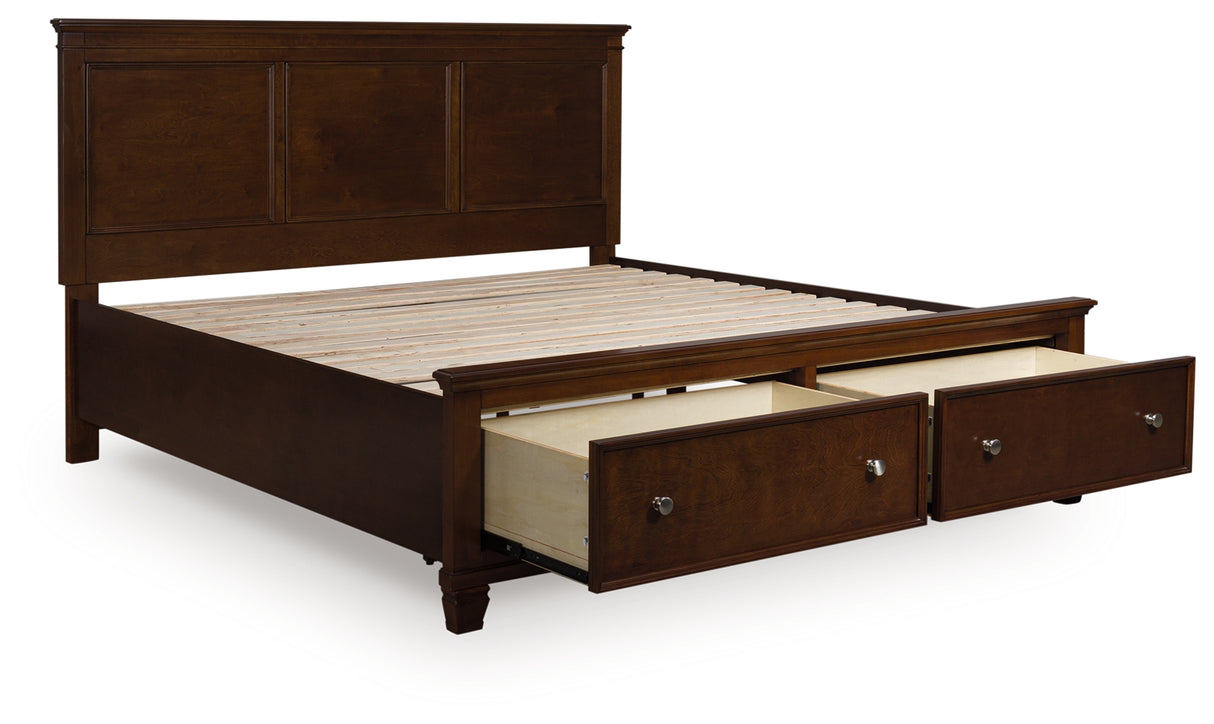 Danabrin King Panel Storage Bed with Mirrored Dresser and Nightstand in Brown from Ashley - Luna Furniture