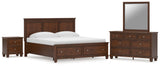 Danabrin King Panel Storage Bed with Mirrored Dresser and Nightstand in Brown from Ashley - Luna Furniture