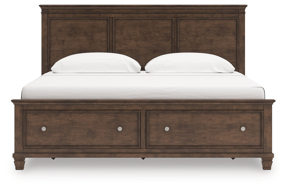 Danabrin King Panel Storage Bed with Mirrored Dresser and Nightstand in Brown from Ashley - Luna Furniture
