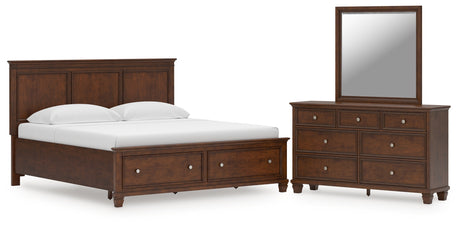 Danabrin King Panel Storage Bed with Mirrored Dresser in Brown from Ashley - Luna Furniture