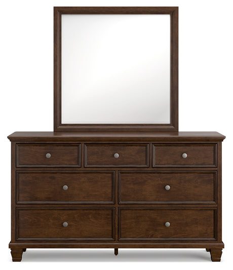 Danabrin Queen Panel Bed with Mirrored Dresser and 2 Nightstands in Brown from Ashley - Luna Furniture