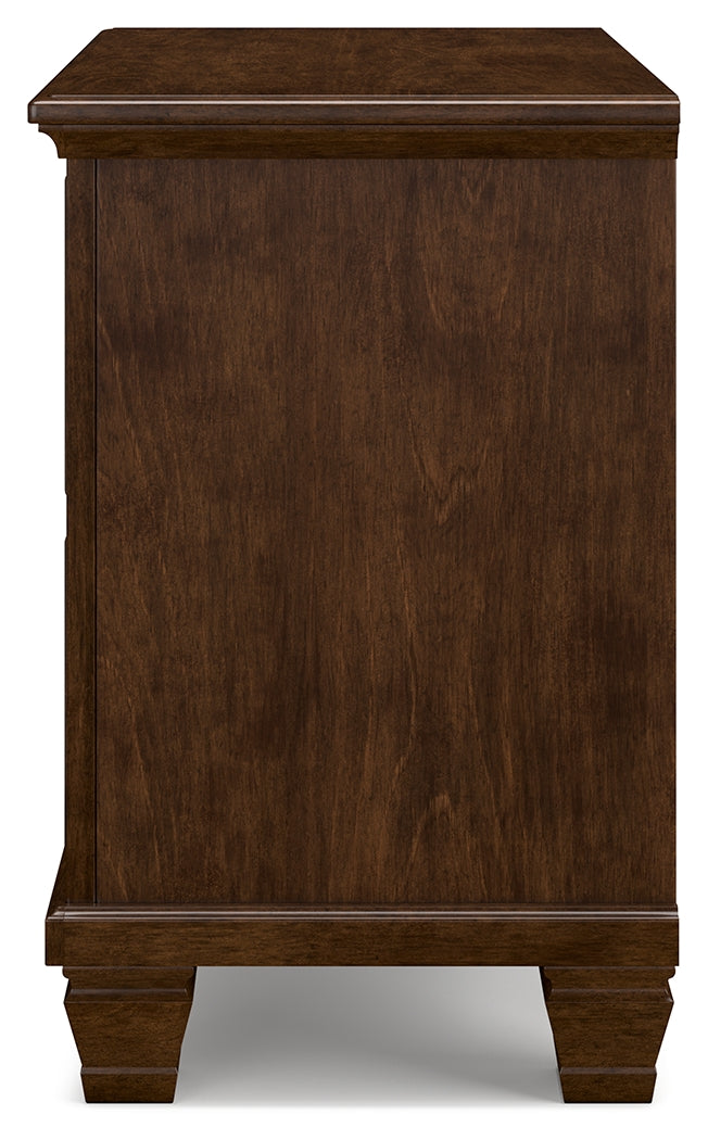 Danabrin Queen Panel Storage Bed with Mirrored Dresser and Nightstand in Brown from Ashley - Luna Furniture