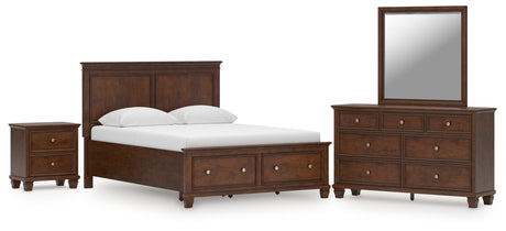 Danabrin Queen Panel Storage Bed with Mirrored Dresser and Nightstand in Brown from Ashley - Luna Furniture