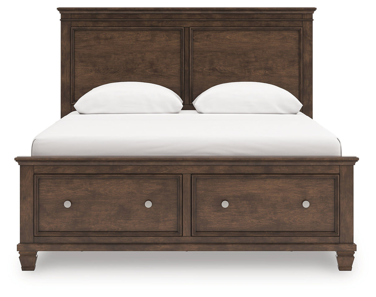 Danabrin Queen Panel Storage Bed with Mirrored Dresser and Nightstand in Brown from Ashley - Luna Furniture