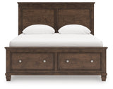 Danabrin Queen Panel Storage Bed with Mirrored Dresser and Nightstand in Brown from Ashley - Luna Furniture