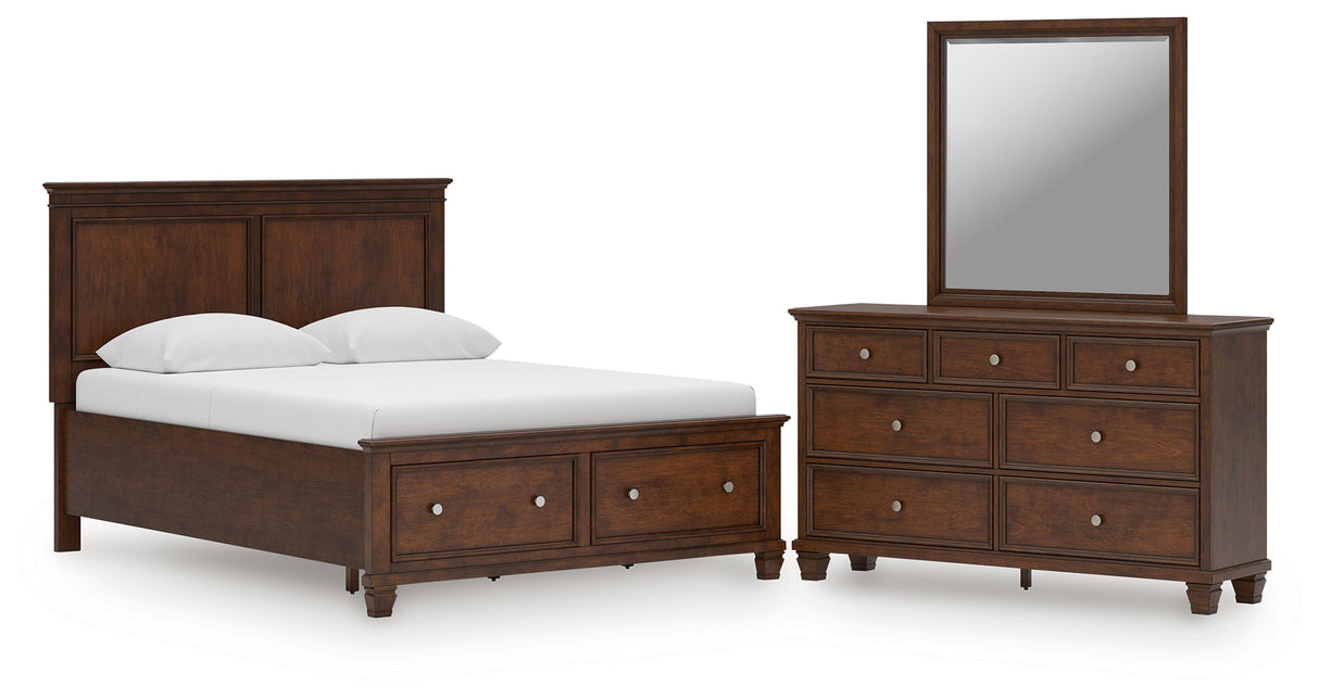 Danabrin Queen Panel Storage Bed with Mirrored Dresser in Brown from Ashley Furniture - Luna Furniture