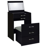 Danbury 3-drawer Makeup Vanity & Stool Set Black High Gloss from Coaster - Luna Furniture