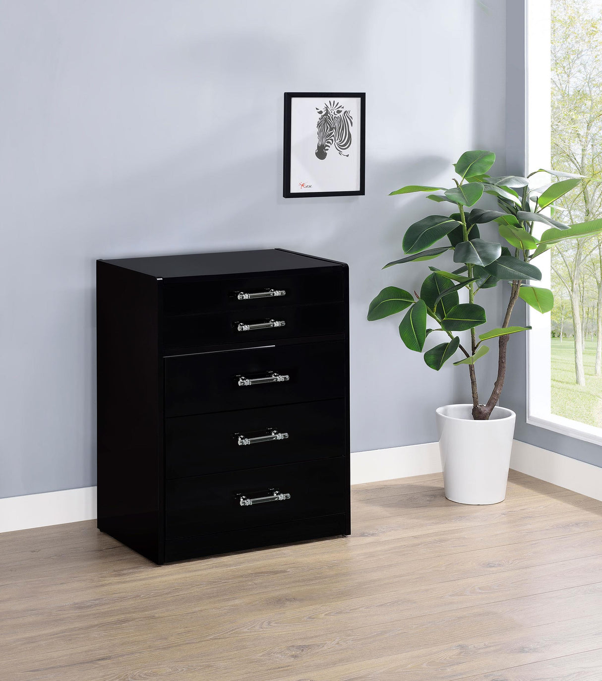 Danbury 3-drawer Makeup Vanity & Stool Set Black High Gloss from Coaster - Luna Furniture
