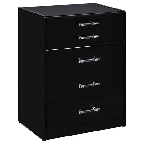Danbury 3-drawer Makeup Vanity & Stool Set Black High Gloss from Coaster - Luna Furniture
