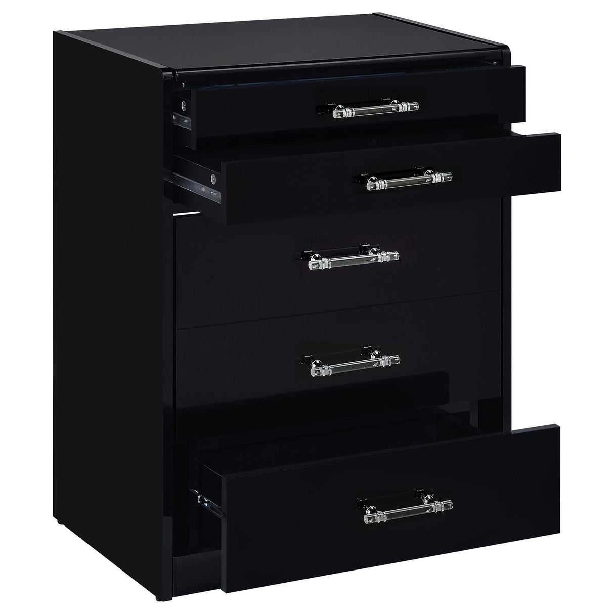 Danbury 3-drawer Makeup Vanity & Stool Set Black High Gloss from Coaster - Luna Furniture